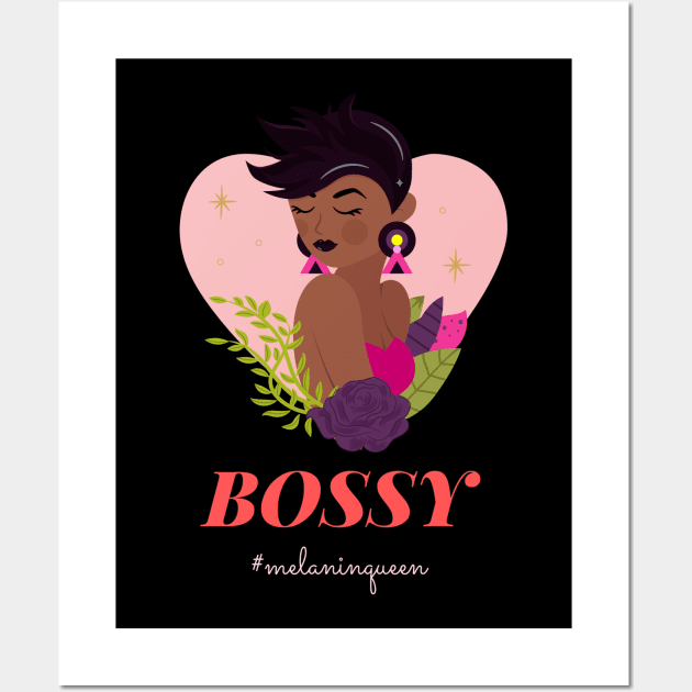 Bossy Melanin Queen Girl Empowerment Wall Art by Art Deck